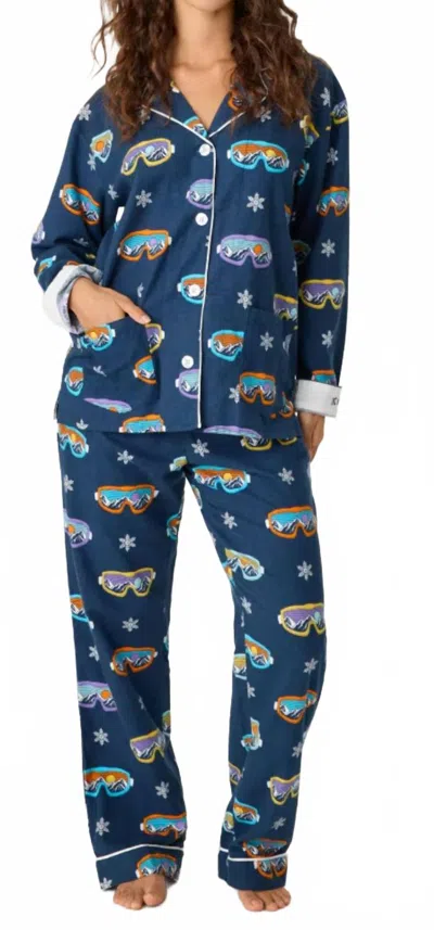 Pj Salvage Flannels Ski You Later Pajama Set In Navy In Blue