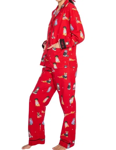 Pj Salvage Fluff You Cats Flannels Pajama Set In Red