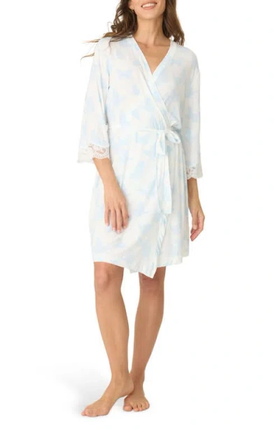 Pj Salvage Forever Lace Trim Short Robe In Ivory