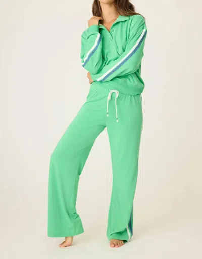 Pj Salvage French Terry Polo Sweatshirt In Kelly Green