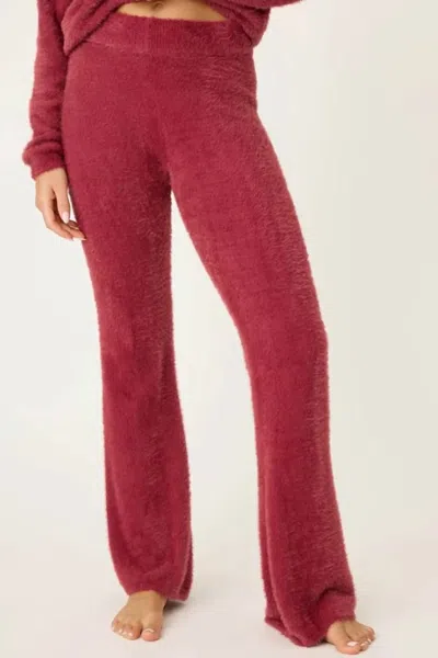 Pj Salvage Full Of Holiday Spirit Feather Knit Lounge Pant In Earth Red