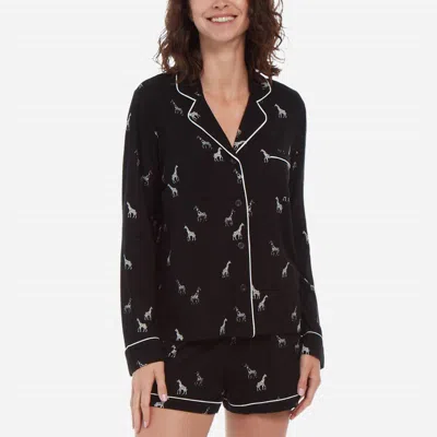 Pj Salvage Giraffe Manor Short Pajama Set In Black