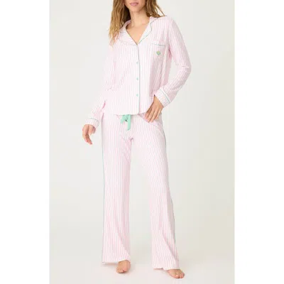 Pj Salvage Happiest On The Court Stripe Pajamas In Ivory