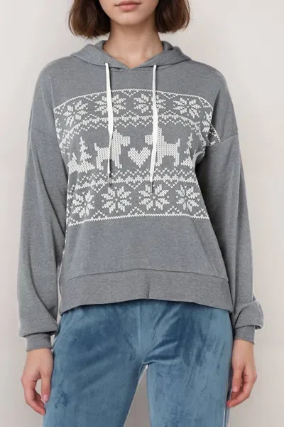 Pj Salvage Happy Joy Hoodie In Heather Charcoal In Gray
