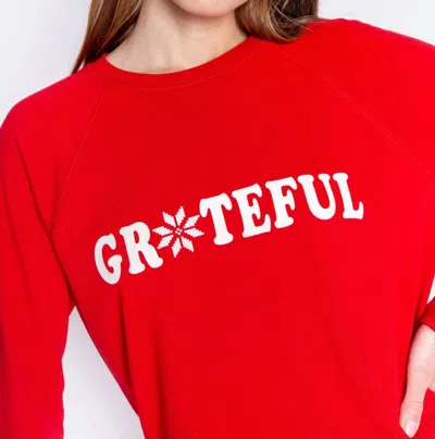 Pj Salvage Happy Joy Long Sleeve Top In Red