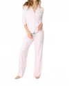 Pj Salvage Happiest On The Court Striped Pj Set In Ivory/pink In Pink