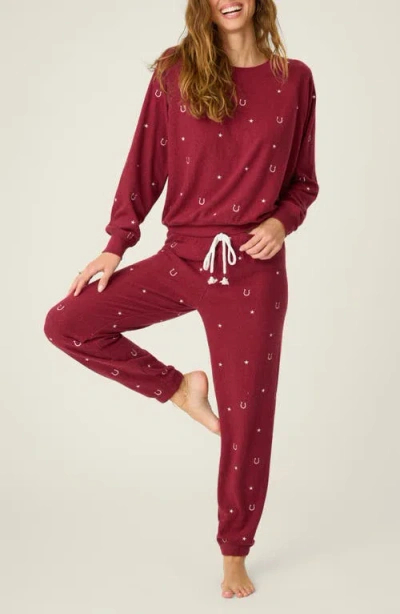 Pj Salvage Hold Your Horses Fleece Pajamas In Burgundy