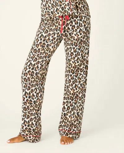 Pj Salvage Holiday Dreams Leopard Print Pants In Natural In Brown