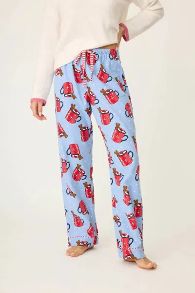 Pj Salvage Hug In A Mug Flannel Pant In Denim In Multi