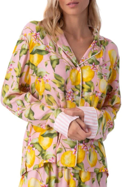 Pj Salvage In Bloom Button-up Pajama Top In Lemon