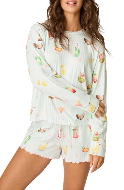 Pj Salvage It's 5 Somewhere Print Long Sleeve Pajama Top In Animal Print