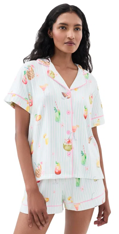 Pj Salvage It's Five O' Clock Somewhere Pajama Set Light Aqua