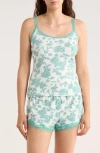 Pj Salvage Jade Floral Lace Trim Short Pajamas In White