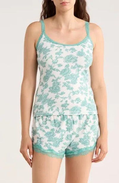 Pj Salvage Jade Floral Lace Trim Short Pajamas In White