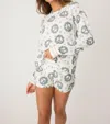 Pj Salvage Joy To The World Waffle Thermal Long Sleeve Top In Cream In White