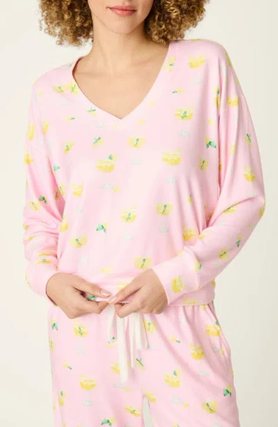 Pj Salvage La Dolce Spritz Long Sleeve Pajama Top In Pink