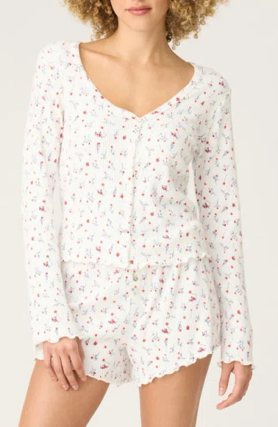 Pj Salvage La Rose Pajama Cardigan In White