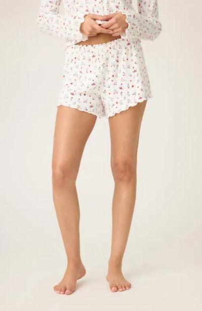 Pj Salvage La Rose Pajama Shorts In White