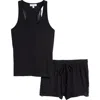 Pj Salvage Lacy Basics Rib Pajamas In Black