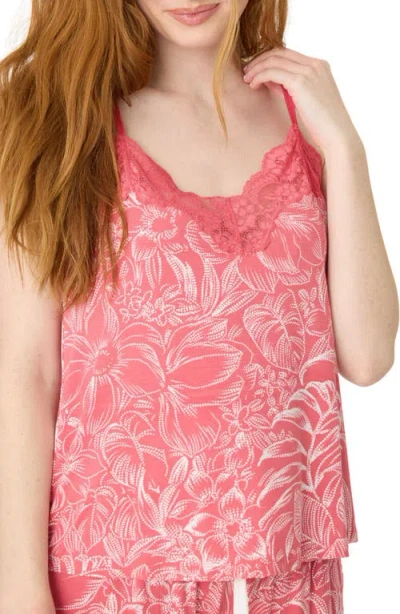 Pj Salvage Lazy Days Lace Trim Sleep Camisole In Deep Rose