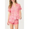 Pj Salvage Lazy Days Short Lace Trim Pajamas In Deep Rose