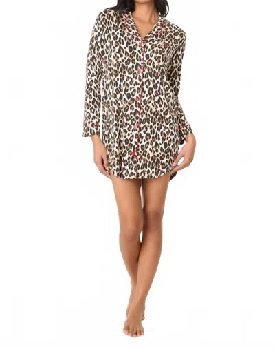 Pj Salvage Leopard Print Night Shirt In Natural In Brown