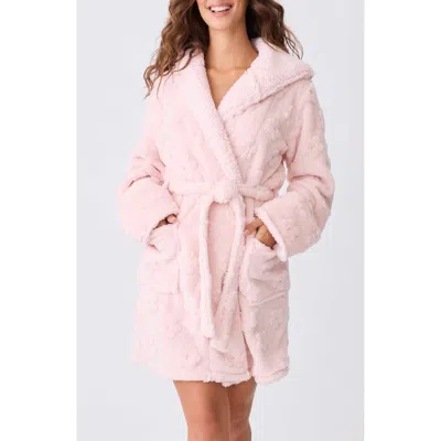 Pj Salvage Let's Get Cozy Fleece Hooded Robe In Pink Pearl