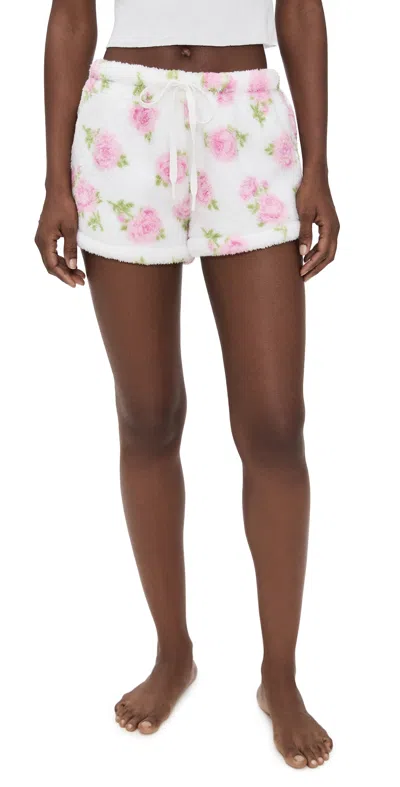 Pj Salvage Let's Get Cozy Drawstring Shorts In White