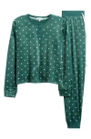 Pj Salvage Let's Get Toasty Polka Dot Velour Pajamas In Green