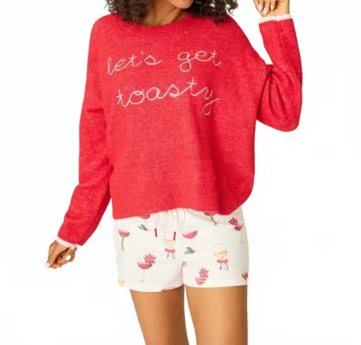 Pj Salvage Let's Get Toasty Snuggle Sweater In Samba Red