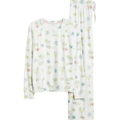 Pj Salvage Limes & Sunshine Butter Jersey Pajamas In Ivory