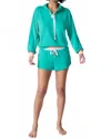 Pj Salvage Live In Color Hoodie Short Set In Sea Green In Multi