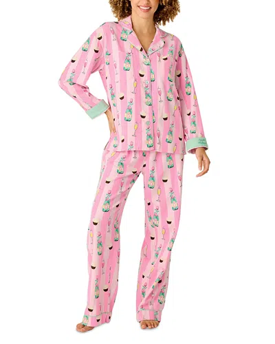 Pj Salvage Long Sleeve Cotton Flannel Pajama Set In Baby Pink