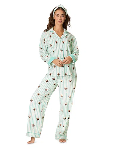 Pj Salvage Long Sleeve Cotton Flannel Pajama Set In Blue