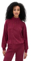 Pj Salvage Long Sleeve Cozy Chenille Cable Knit Port In Burgundy