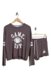 Pj Salvage Long Sleeve Graphic T-shirt & Shorts Pajamas In Brown