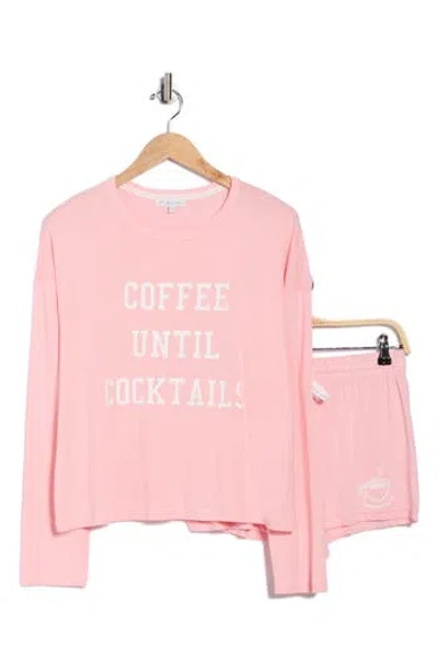 Pj Salvage Long Sleeve Graphic T-shirt & Shorts Pajamas In Pink