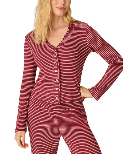 Pj Salvage Long Sleeve Pretty Stripes Pajama Top In Red