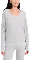 Pj Salvage Long Sleeve Textured Essentials Top Heather Grey In Heather Grey