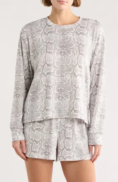 Pj Salvage Long Sleeve Top & Boxer Shorts Pajamas In Gray