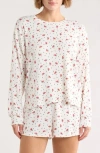 Pj Salvage Long Sleeve Top & Boxer Shorts Pajamas In White