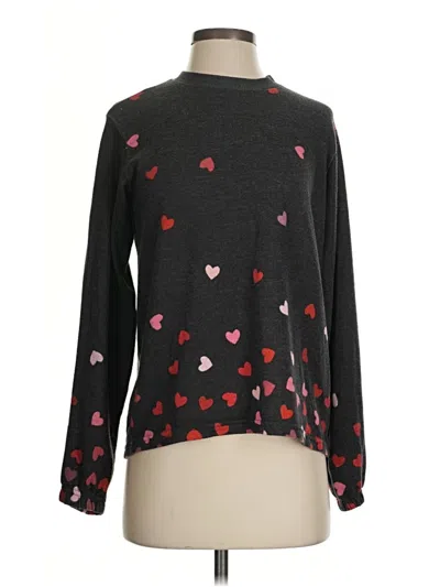 Pre-owned Pj Salvage Long Sleeve Top Black Hearts Pattern Turtleneck Tops