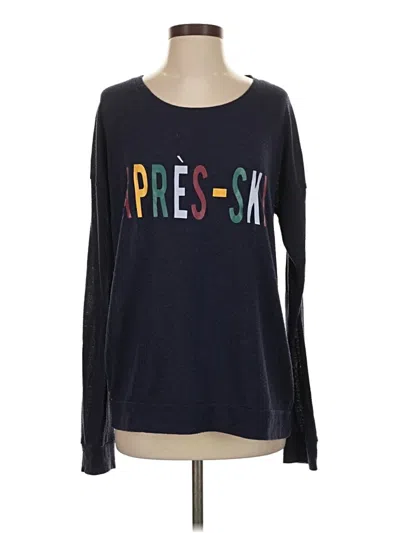 Pre-owned Pj Salvage Long Sleeve Top Blue Crew Neck Tops