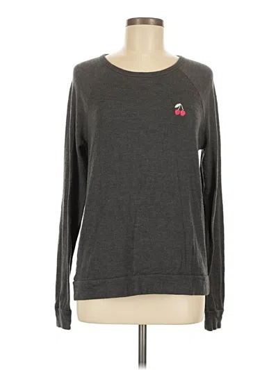 Pre-owned Pj Salvage Long Sleeve Top Gray Crew Neck Tops