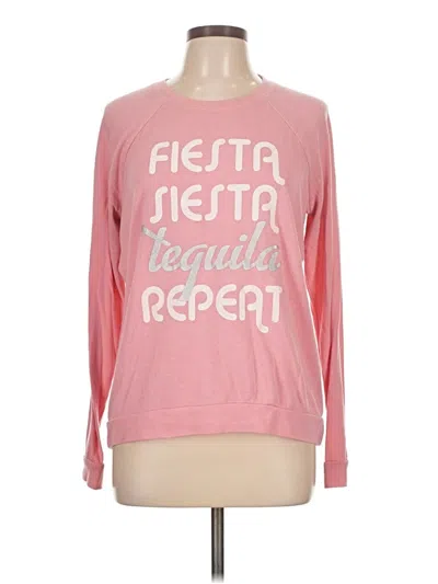 Pre-owned Pj Salvage Long Sleeve Top Pink Crew Neck Tops