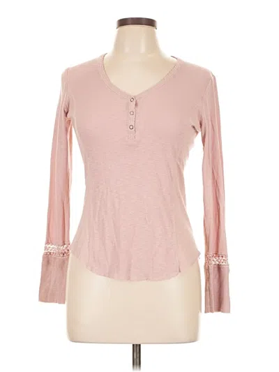 Pre-owned Pj Salvage Long Sleeve Top Pink V Neck Tops