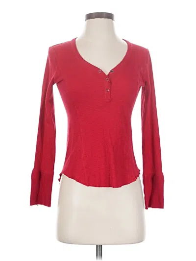 Pre-owned Pj Salvage Long Sleeve Top Red Sweetheart Neckline Tops