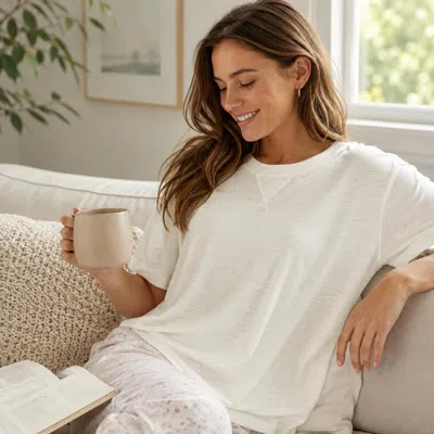 Pj Salvage Lounge Tee In Ivory In White