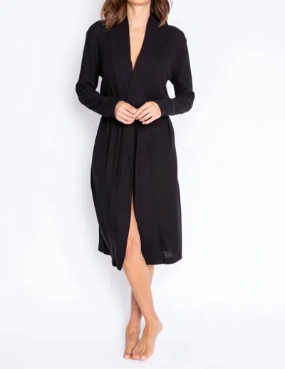 Pj Salvage Loungewear Textured Essentials Robe In Black