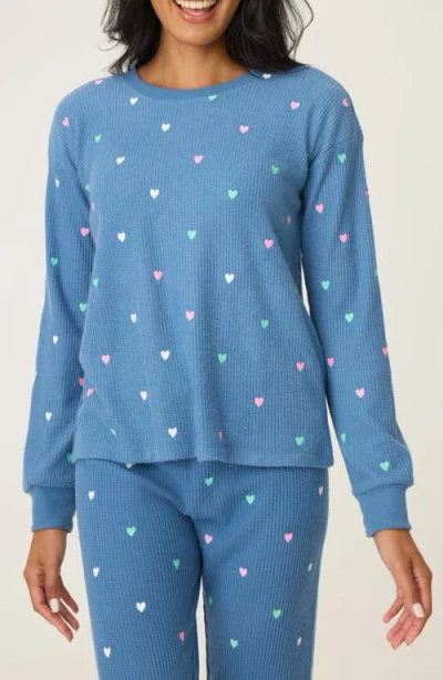 Pj Salvage Love Club Thermal Pajama Top In Blue